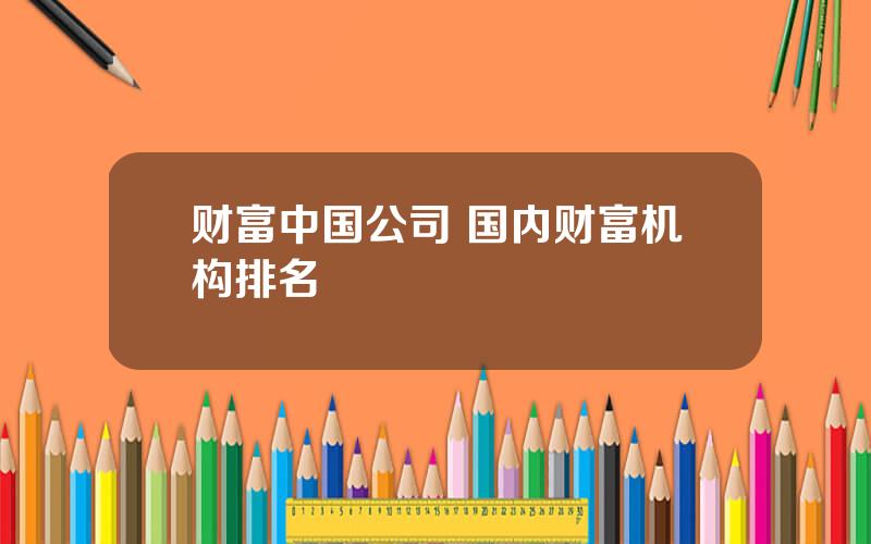 财富中国公司 国内财富机构排名